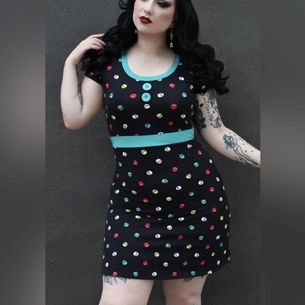 Sourpuss Rainbow Skull Beki Dress Sz XXL NWT